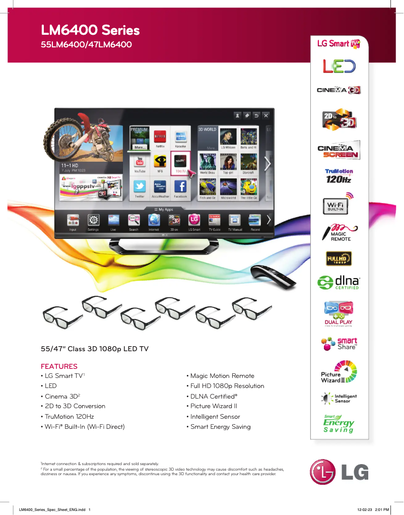 Page n°1 - Fiche technique LG 55LM6400