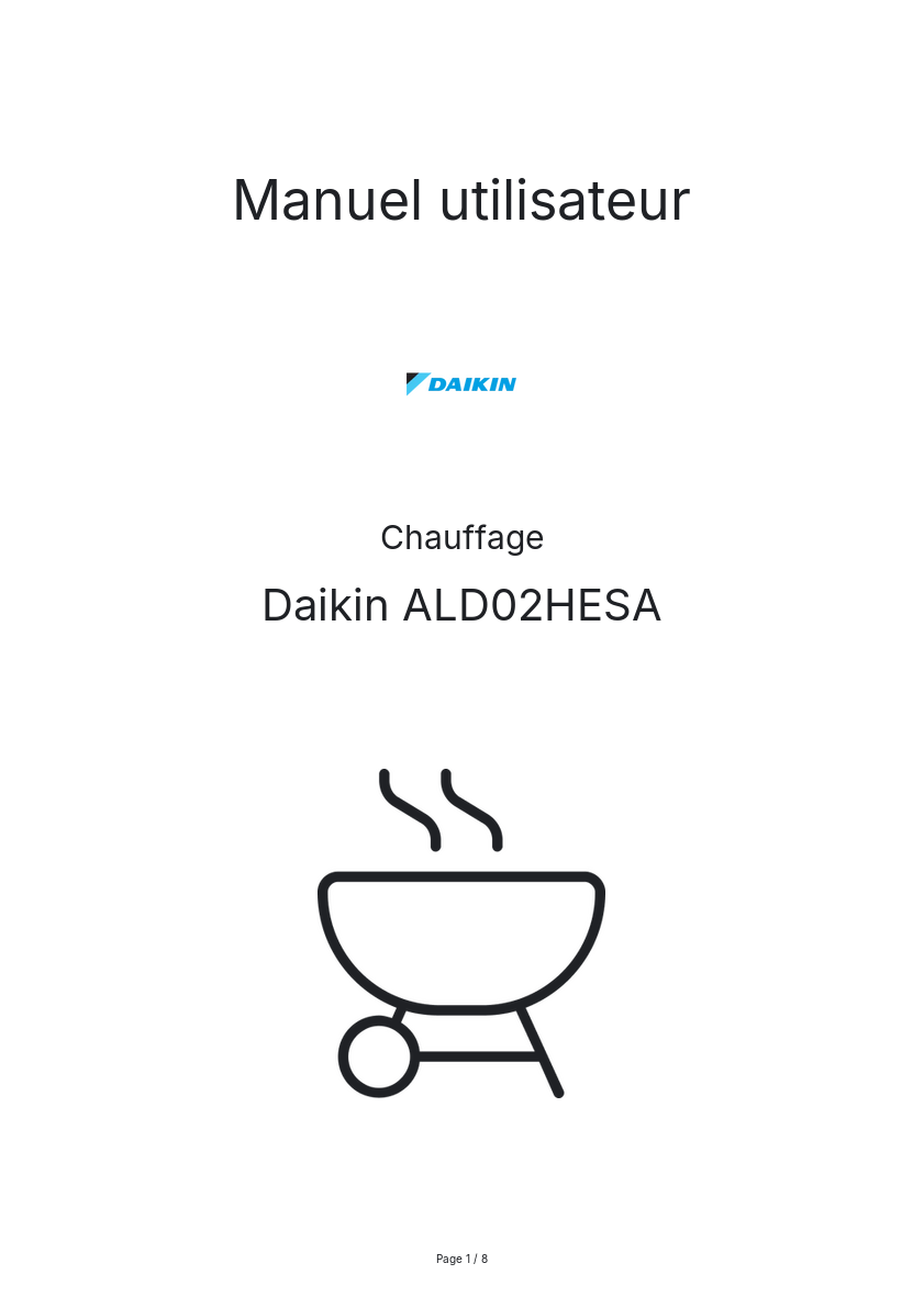 Image de la première page du manuel de l'appareil ALD02HESA