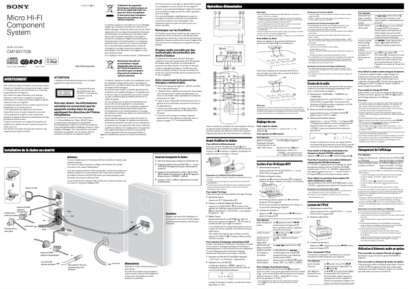 Page 1 de la notice Manuel utilisateur Sony CMT-BX77DBi