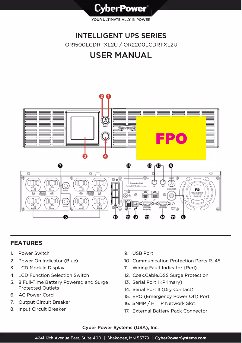 Página 1 del manual Información de garantía CyberPower OR1500LCDRTXL2U