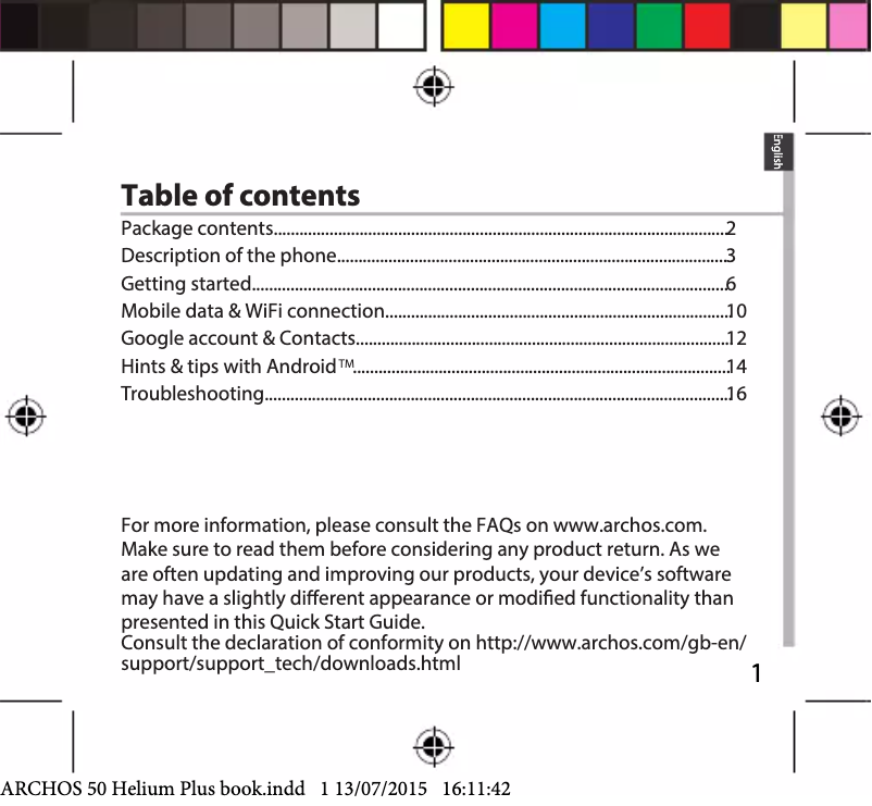 Image de la première page du manuel de l'appareil 50 Helium Plus