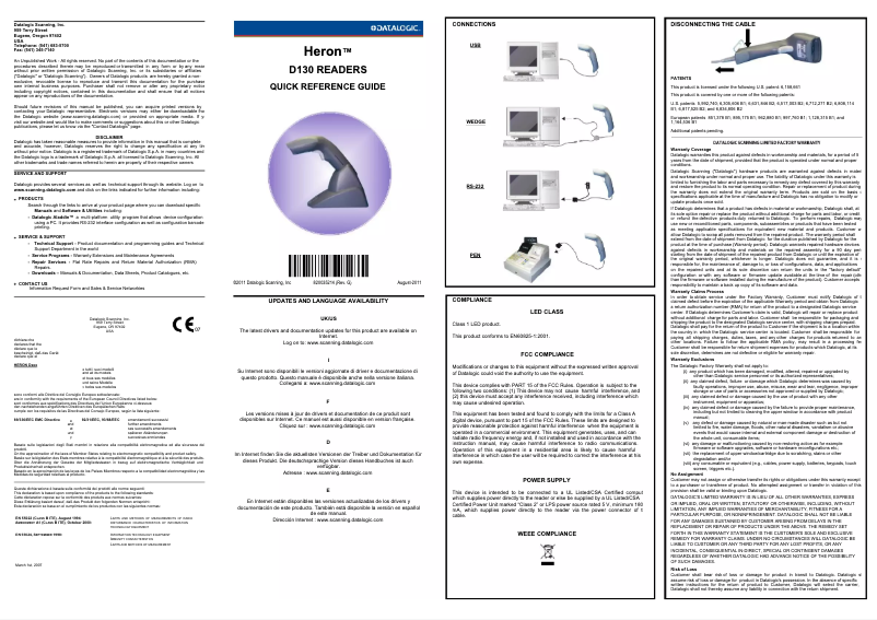 Page 1 de la notice Manuel utilisateur Datalogic Heron