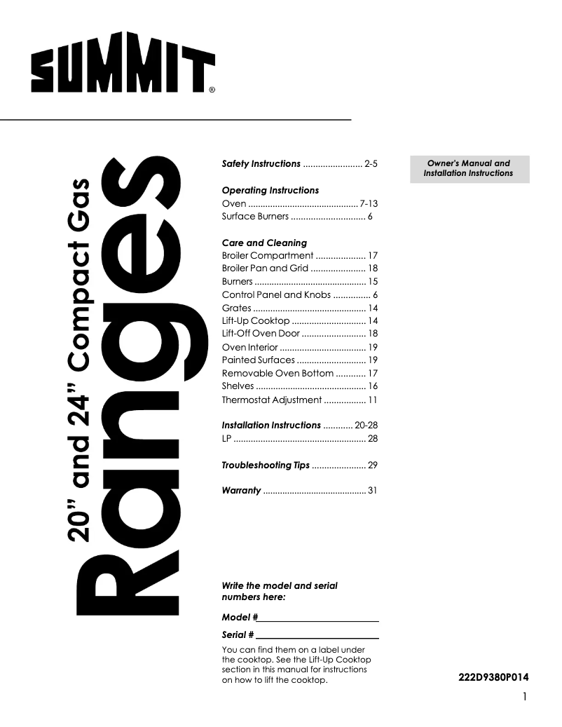 Page n°1 - Manuel utilisateur Summit PRO200SSRT