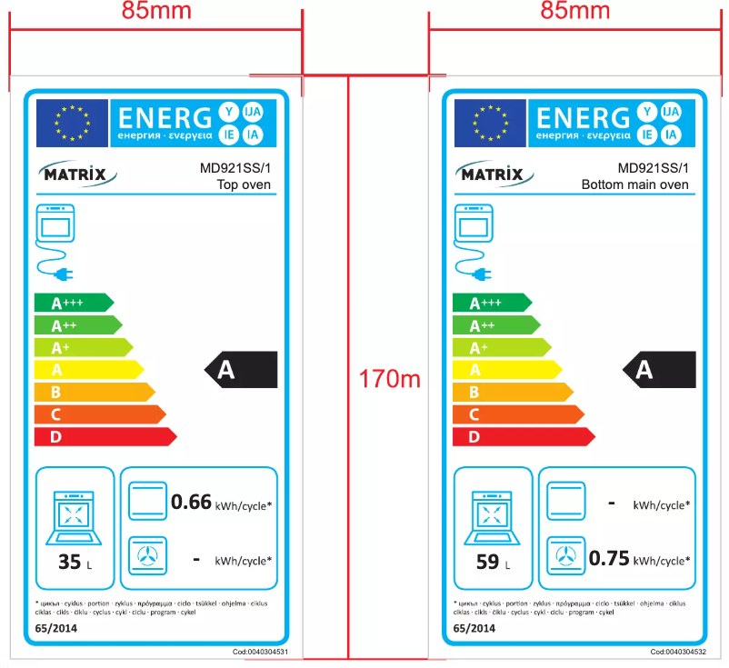 Page 1 de la notice Label énergétique Matrix MD921SS
