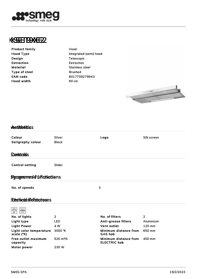 Page 1 de la notice Brochure Smeg KSET9XE2