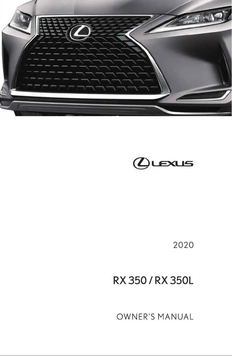 Image de la première page du manuel de l'appareil RX 350L (2020)