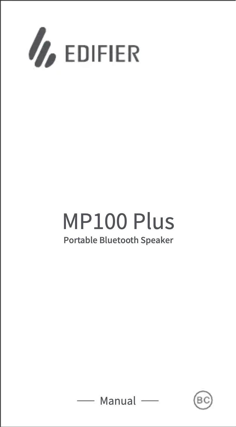 Page n°1 - Manuel utilisateur Edifier MP100 Plus
