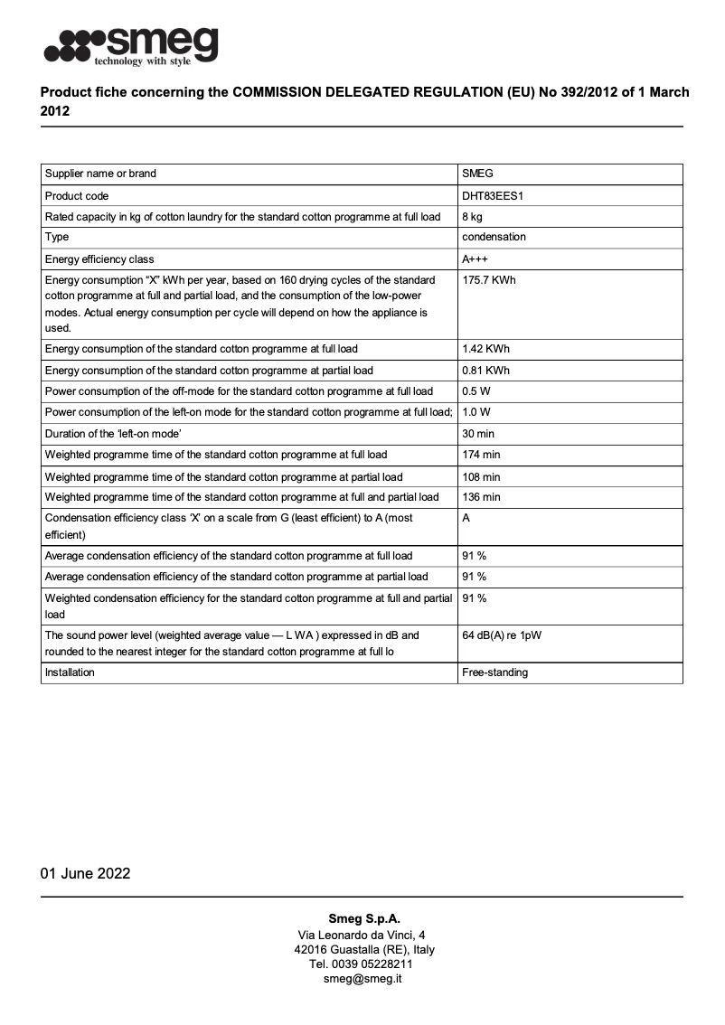 Page n°1 - Brochure Smeg DHT83EES1