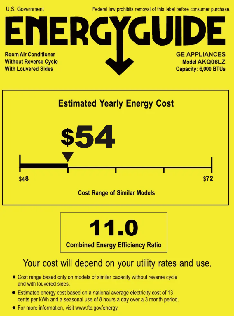 Page n°1 - Label énergétique GE AKQ06LZ
