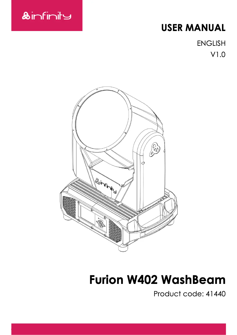 Page 1 de la notice Manuel utilisateur Infinity Furion W402 WashBeam