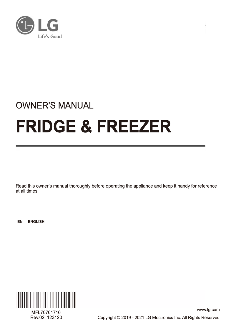 Page 1 de la notice Manuel utilisateur LG GF-L677SL