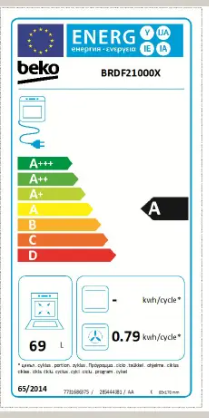 Page 1 de la notice Label énergétique Beko BRDF21000