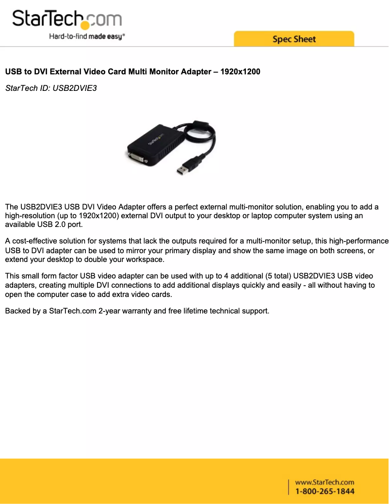 Image de la première page du manuel de l'appareil USB2DVIPRO2