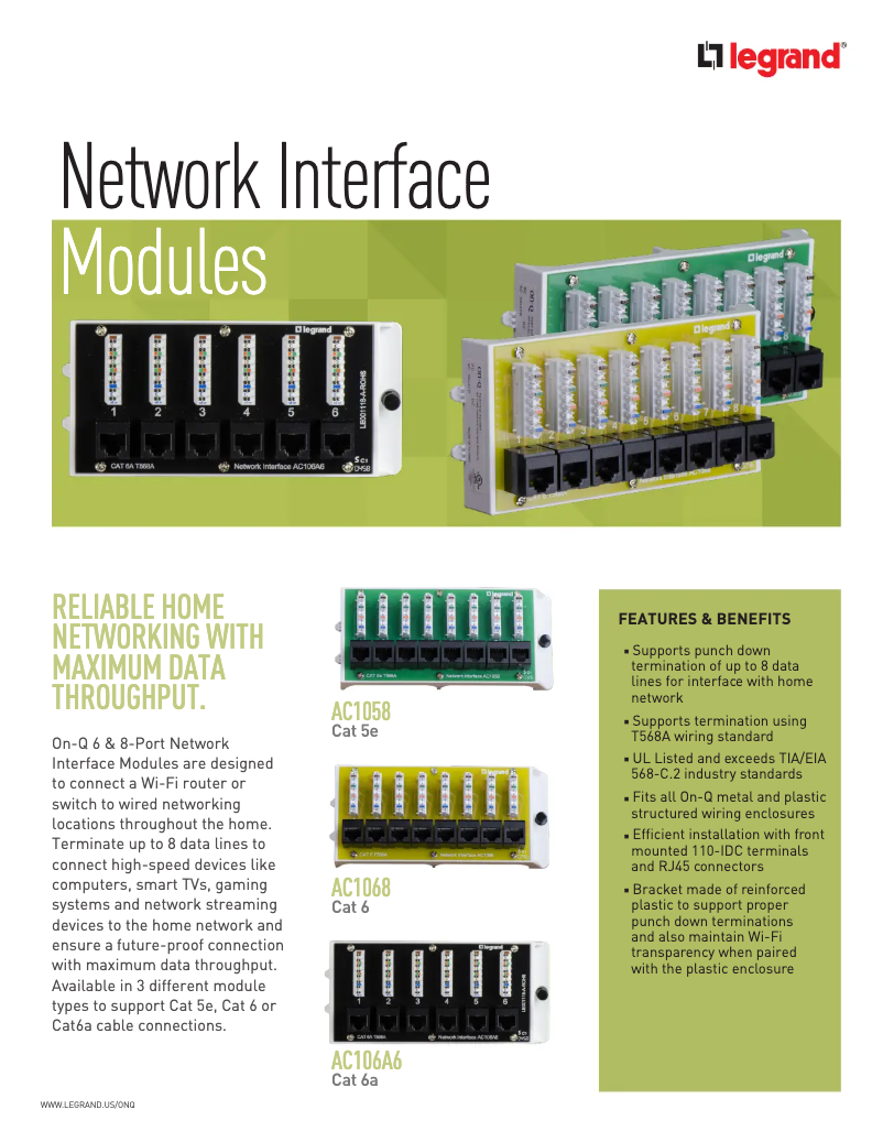 Page 1 de la notice Manuel utilisateur On-Q AC1068