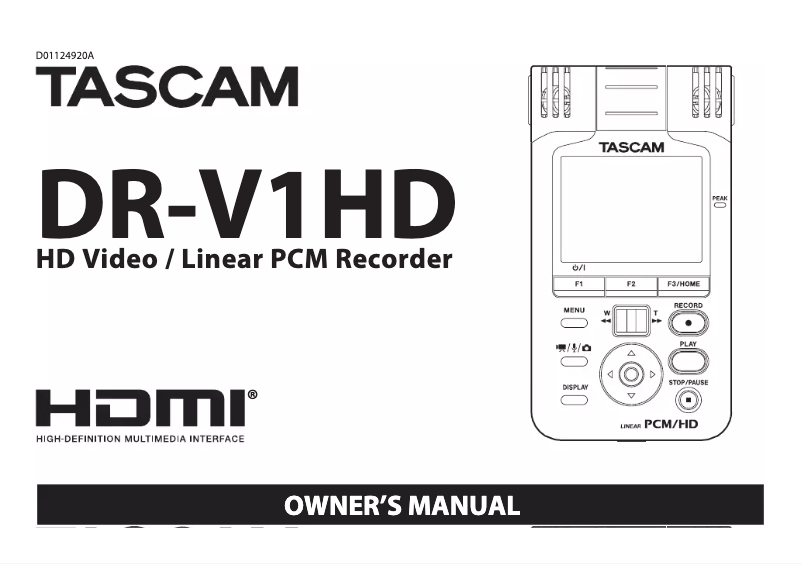 Page n°1 - Manuel utilisateur Tascam DR-V1HD