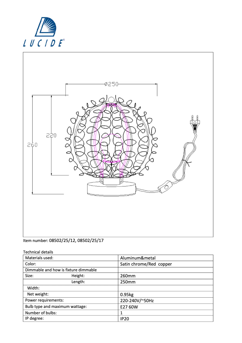 Image de la première page du manuel de l'appareil Noon 08502/25/12