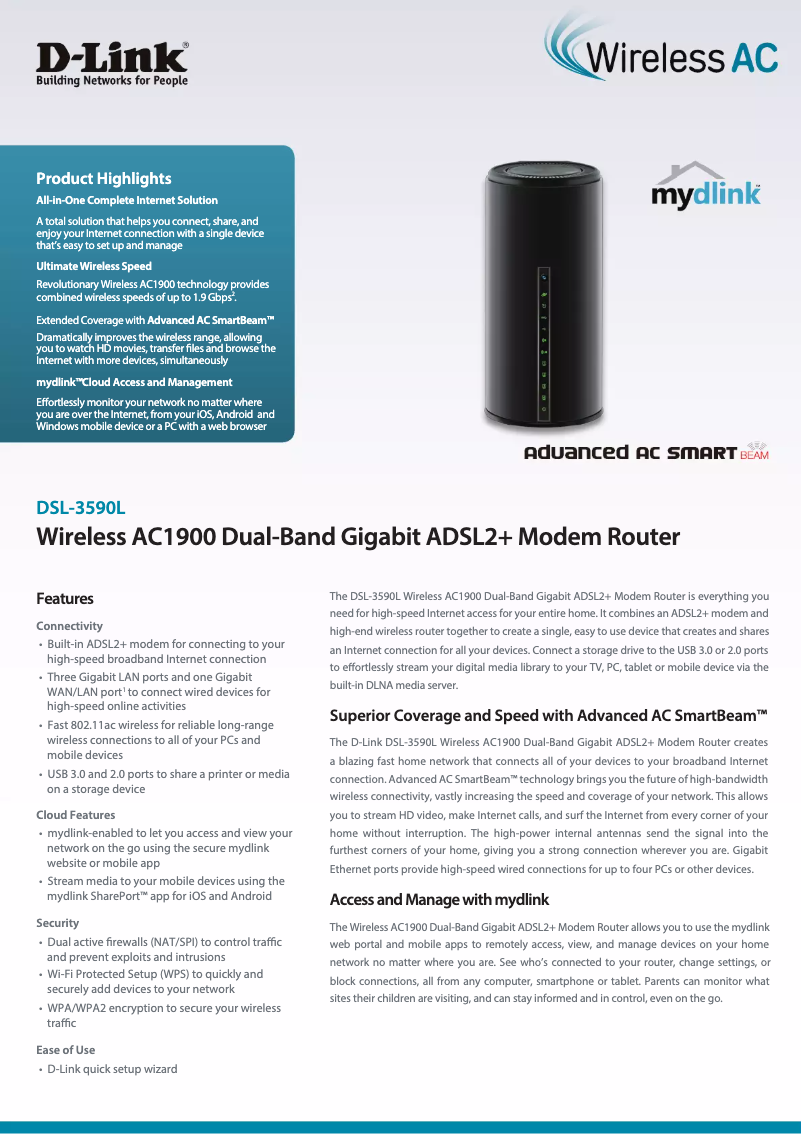 Image de la première page du manuel de l'appareil DSL-3590L