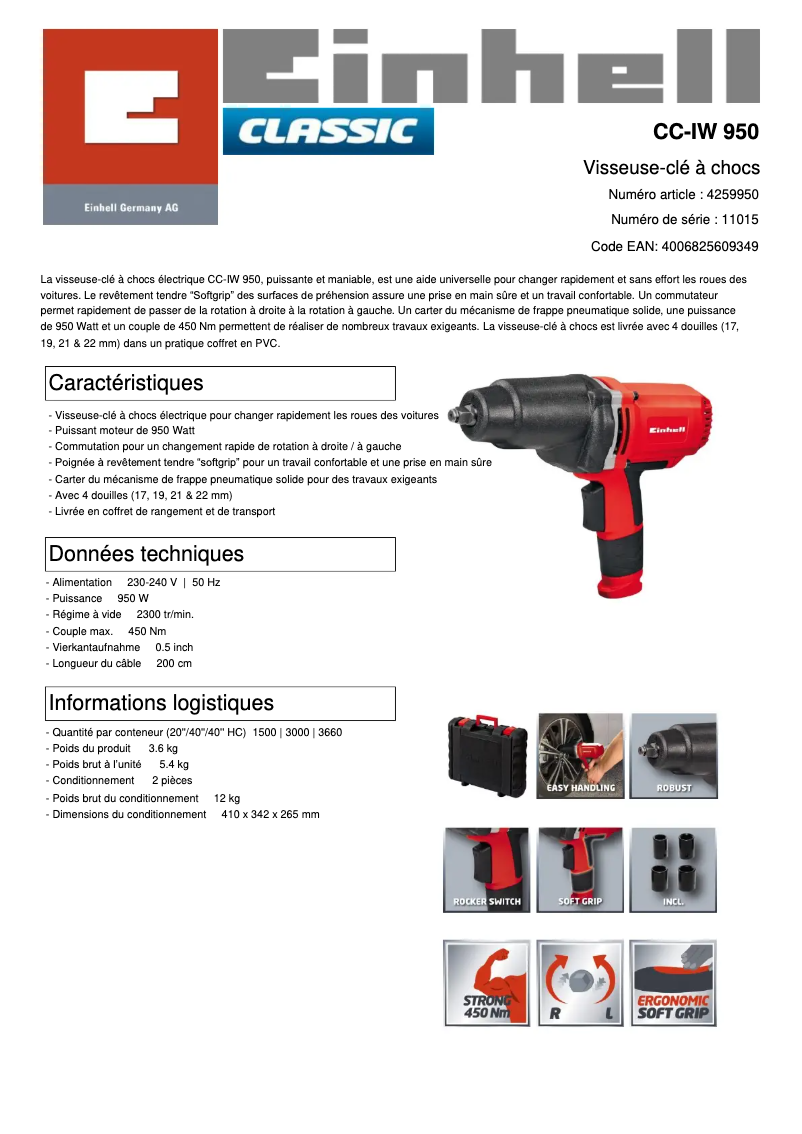 Image de la première page du manuel de l'appareil CC-IW 950