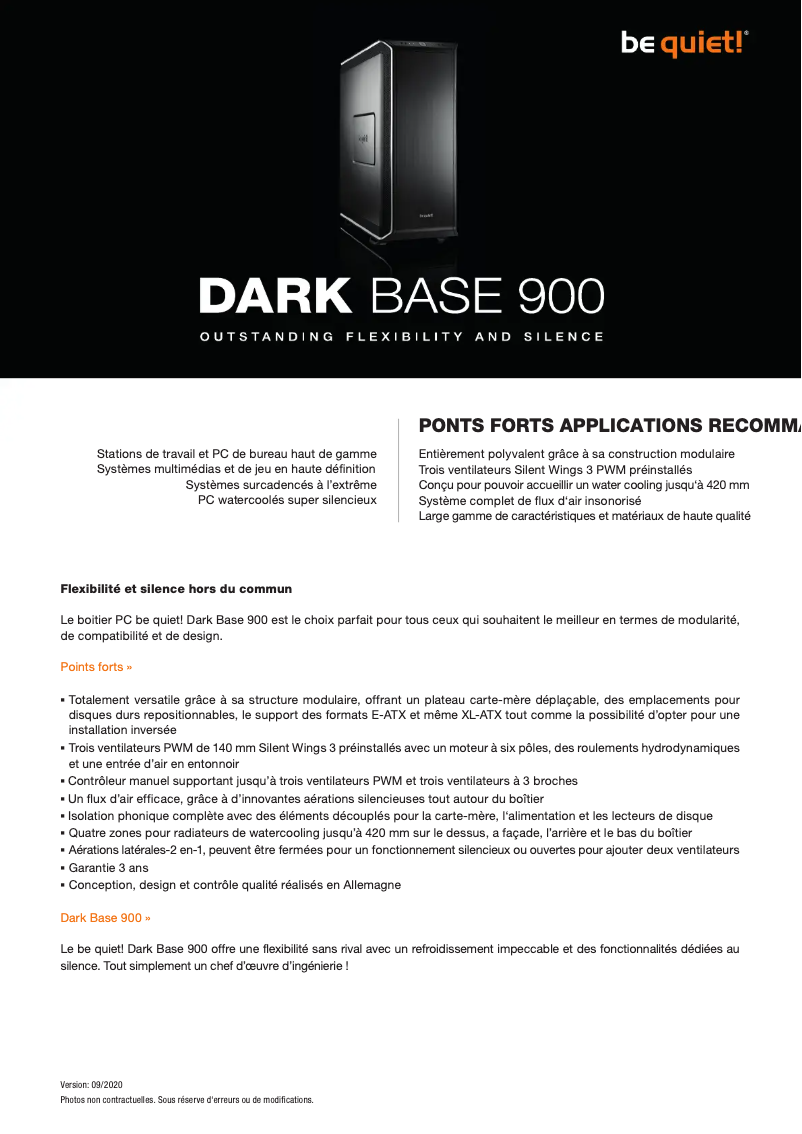 Image de la première page du manuel de l'appareil Dark Base 900