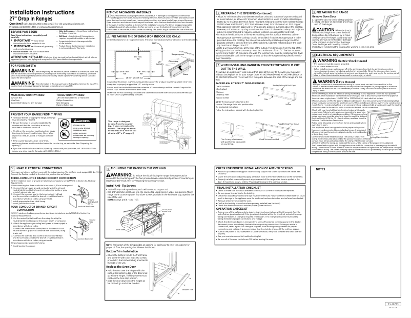 Page 1 de la notice Guide d'installation GE Profile JMP31WAWW