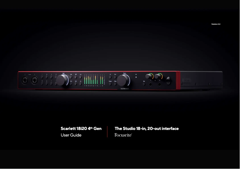 Page 1 de la notice Manuel utilisateur Focusrite Scarlett 18i20 4th Gen