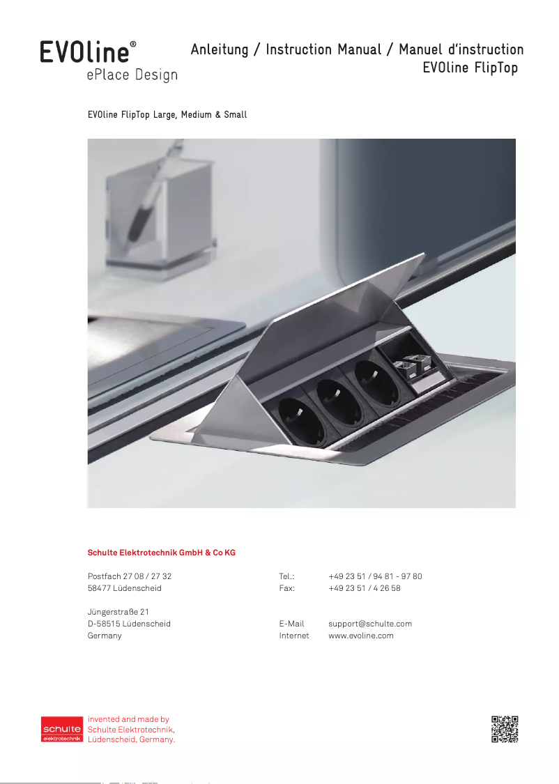 Page 1 de la notice Manuel utilisateur EVOline FlipTop