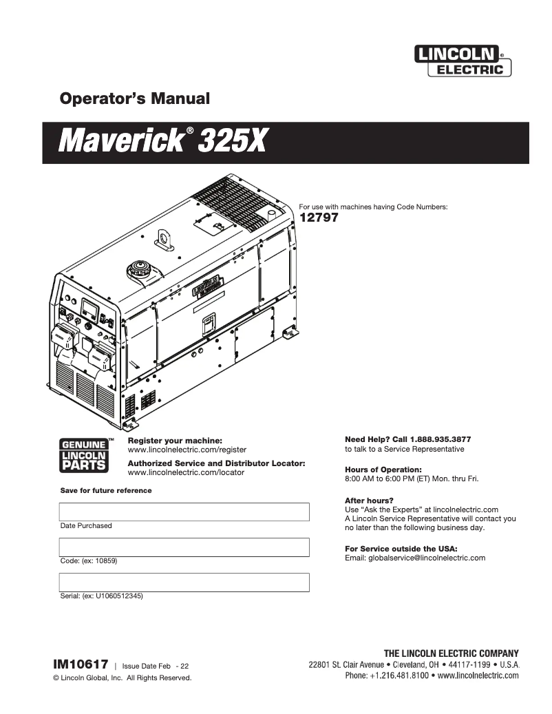 Image de la première page du manuel de l'appareil Maverick 325X