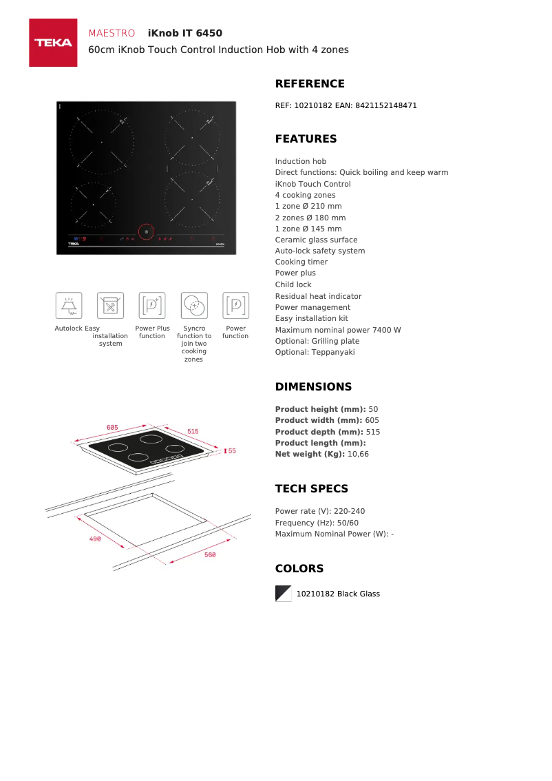 Page n°1 - Fiche technique Teka IT 6450