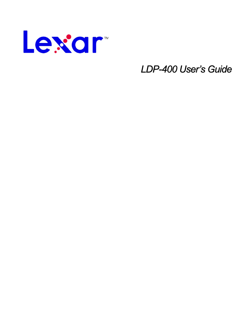 Page n°1 - Manuel utilisateur Lexar LDP-400