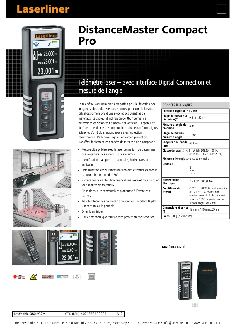 Image de la première page du manuel de l'appareil DistanceMaster Compact Pro