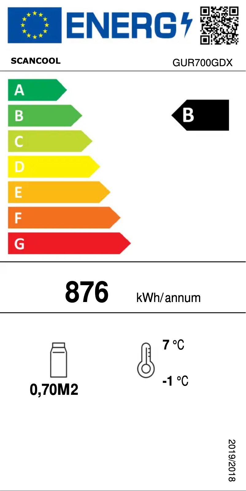 Page n°1 - Label énergétique Scancool GUR700GDX