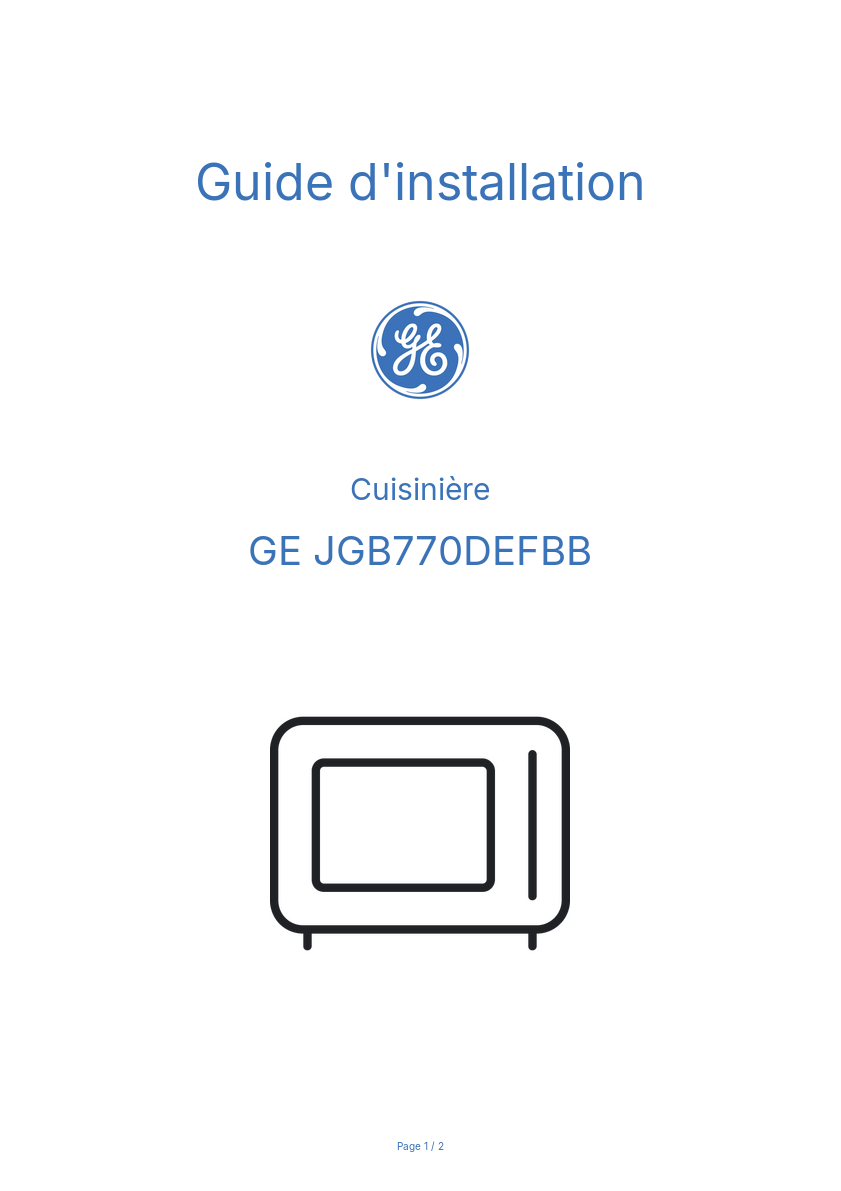 Image de la première page du manuel de l'appareil JGB770DEFBB