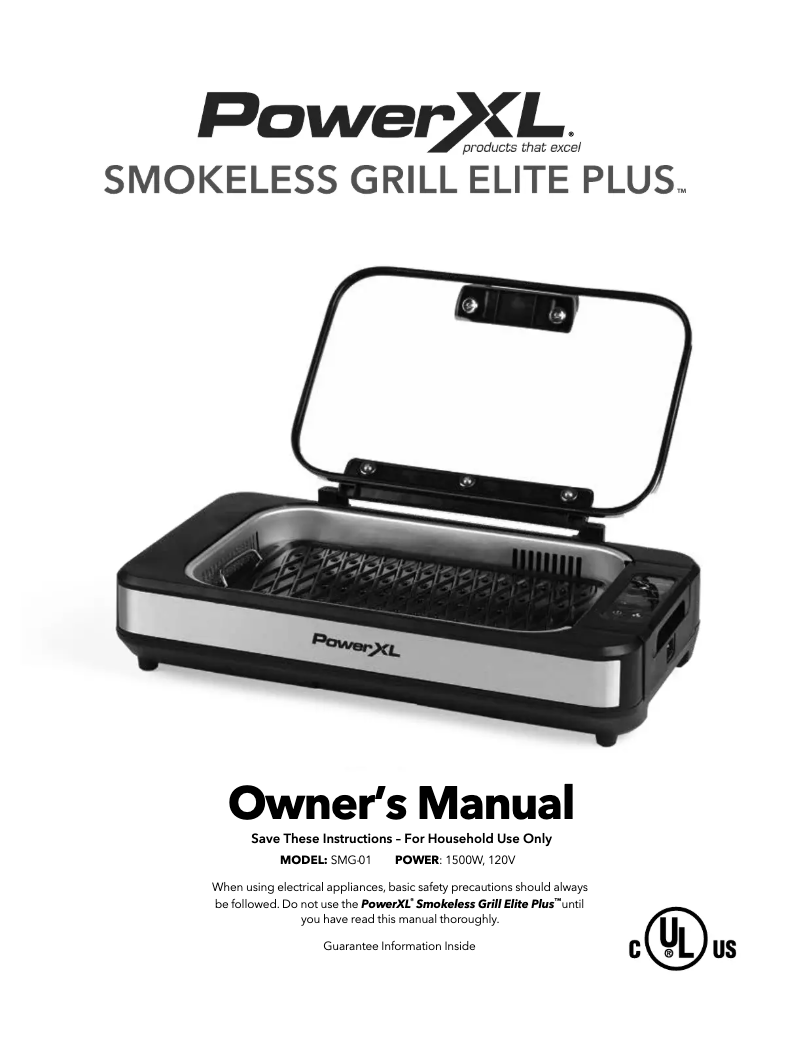 Image de la première page du manuel de l'appareil Smokeless Grill Elite SMG-01
