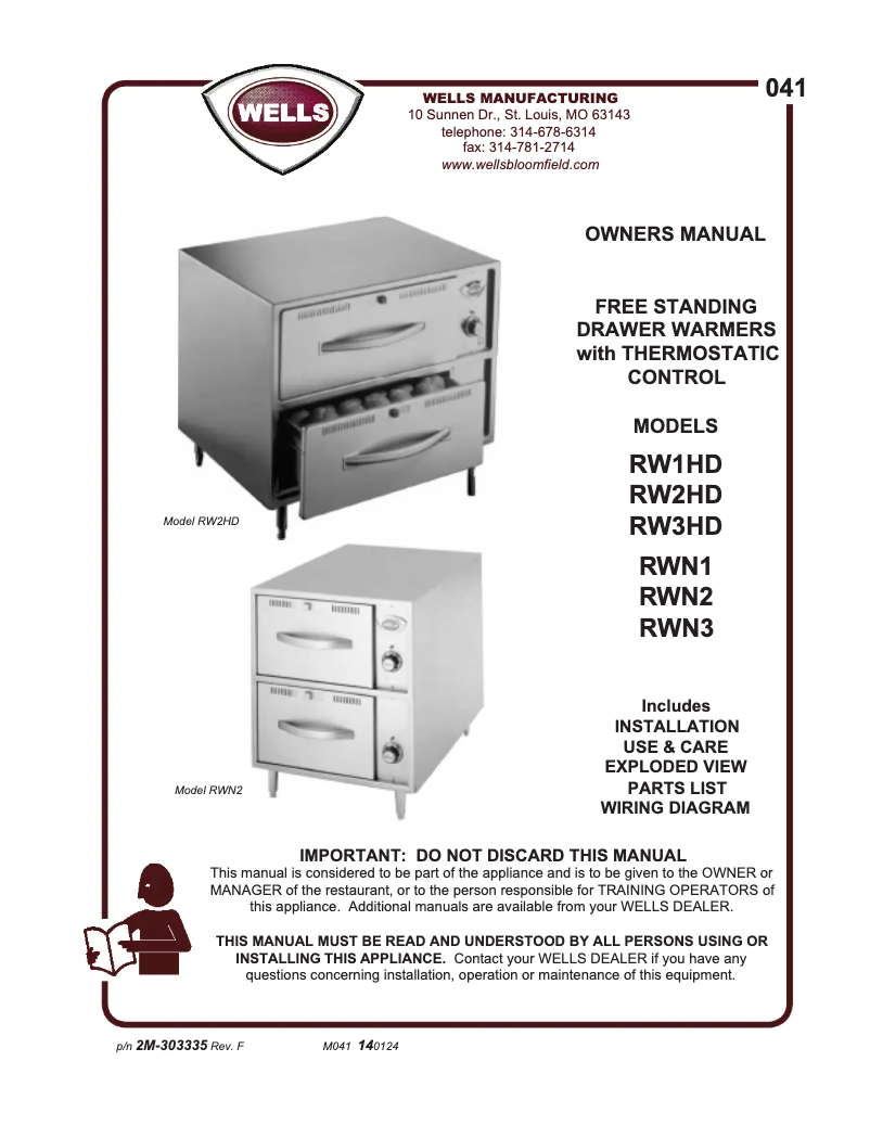Page 1 de la notice Manuel utilisateur Wells RWN1
