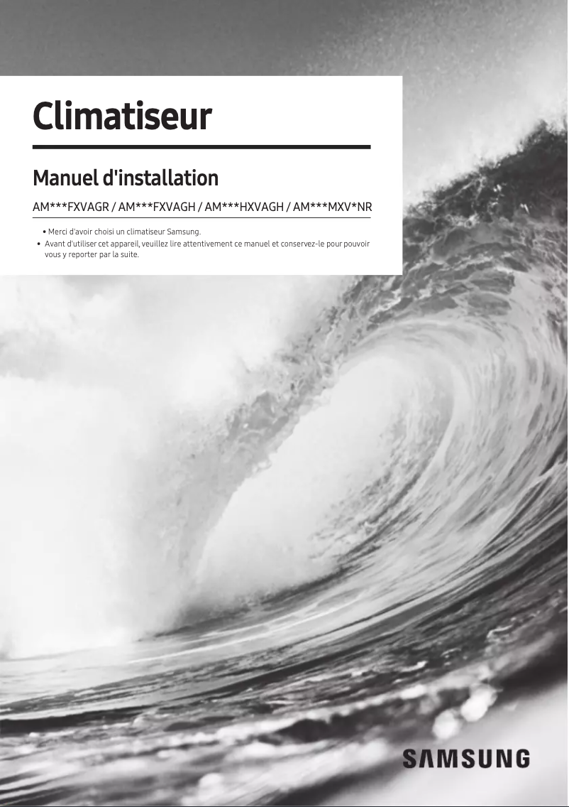 Page 1 de la notice Guide d'installation Samsung AM220FXVAGR