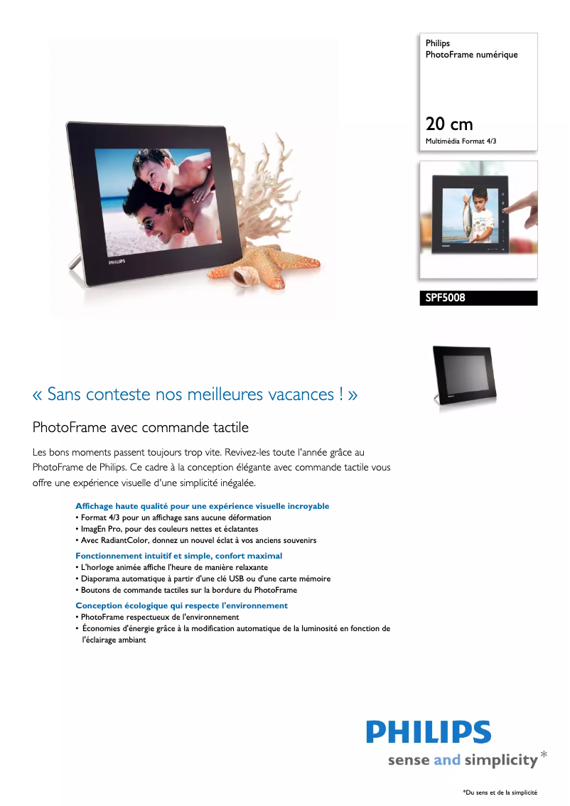 Página 1 del manual Ficha técnica Philips SPF5008