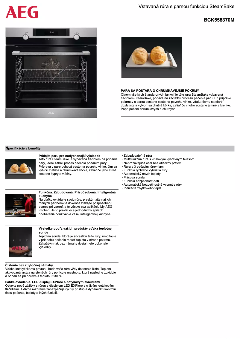 Page 1 de la notice Fiche technique AEG BCK558370M