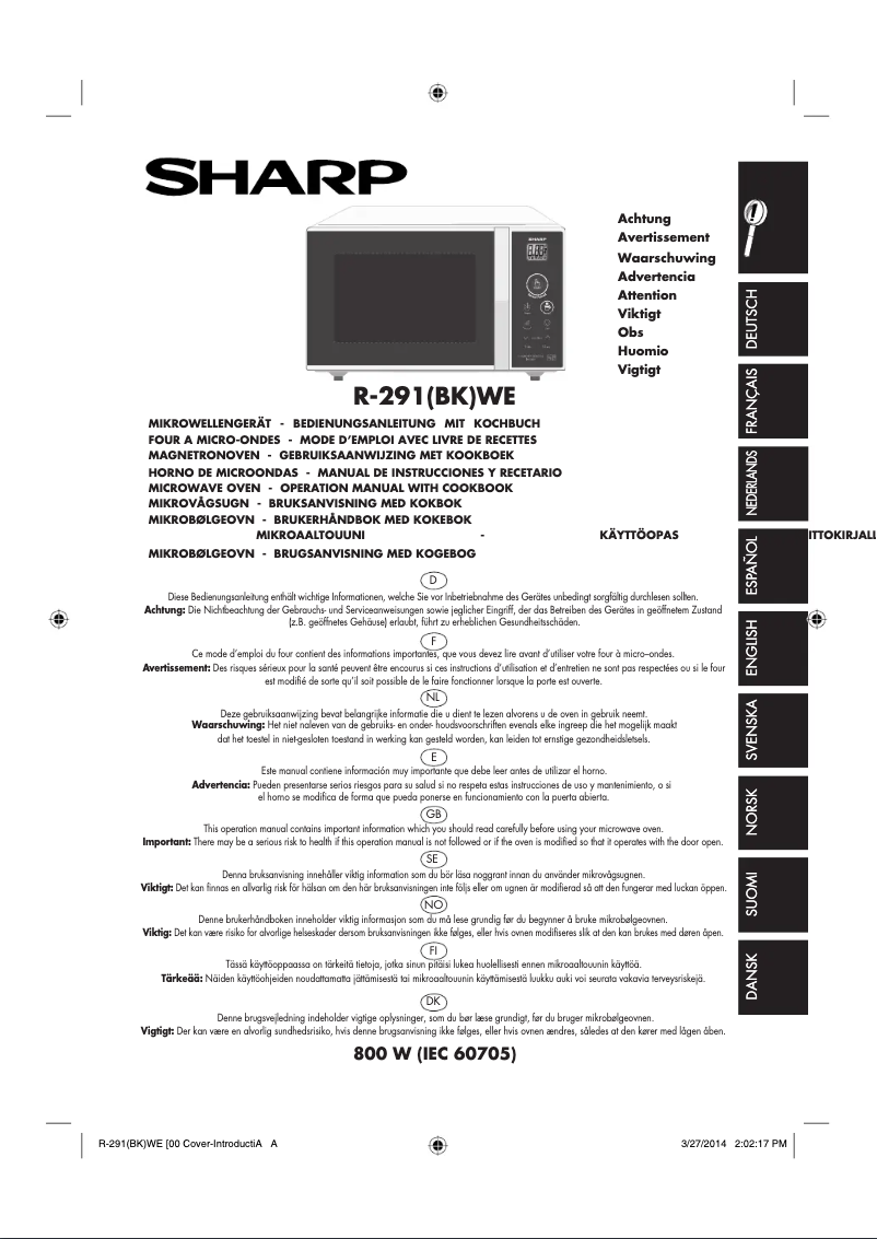 Página 1 del manual Manual de usuario Sharp R-291BKWE