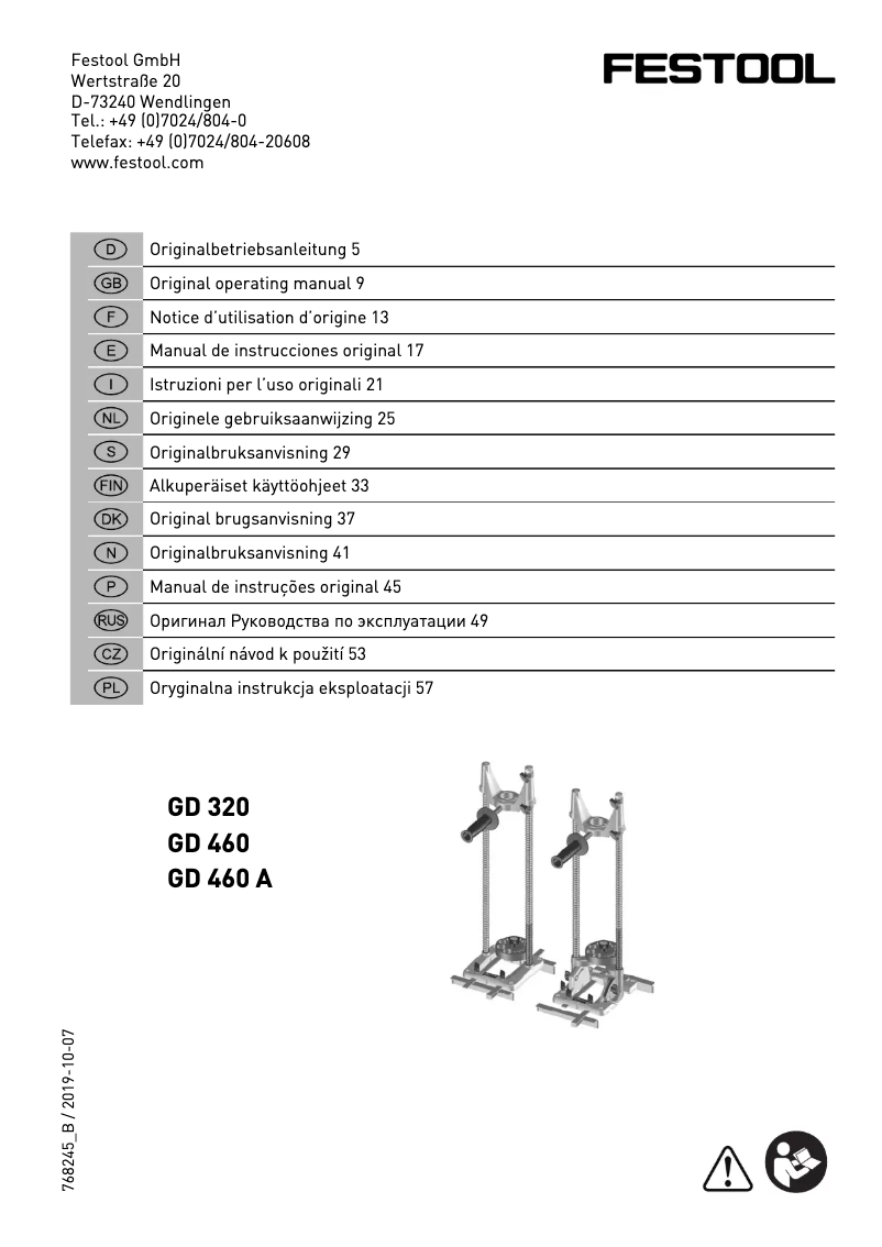Imagen de la primera página del manual del dispositivo GD 460 A