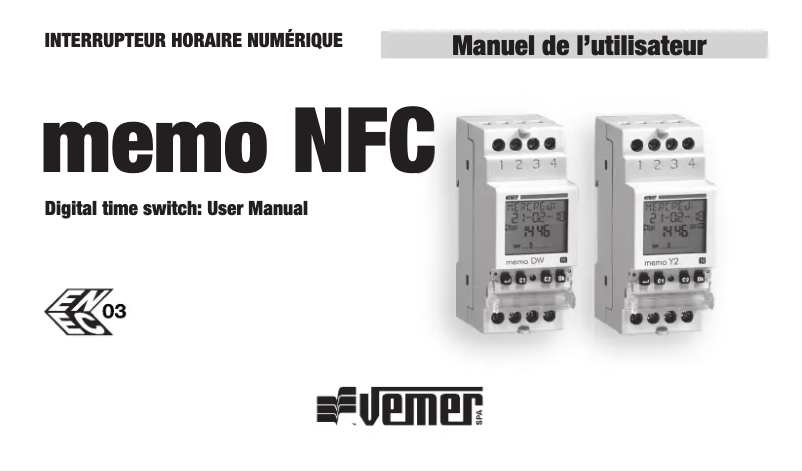 Page n°1 - Manuel utilisateur Vemer Memo DW2