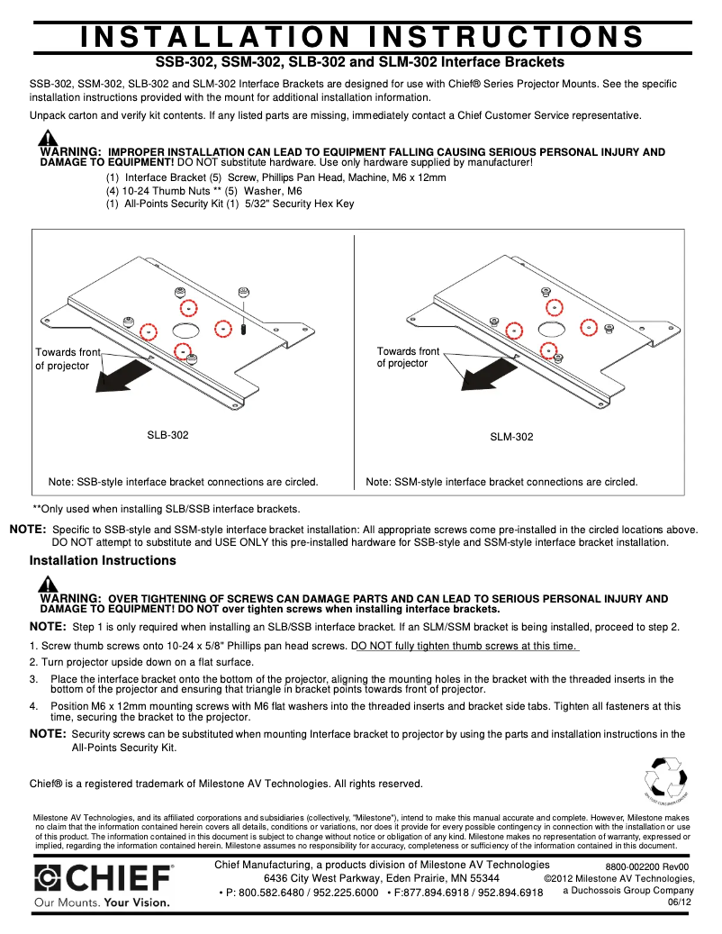 Página 1 del manual Manual de usuario Chief SLB302