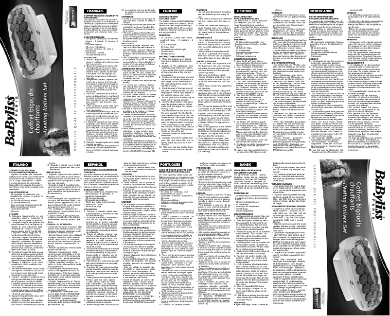 Page n°1 - Manuel utilisateur BaByliss 3021E