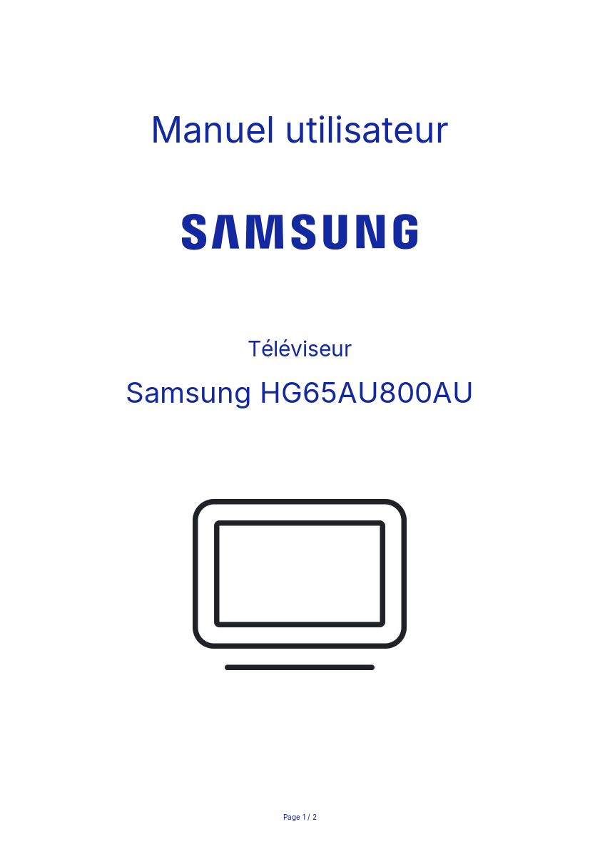 Page n°1 - Manuel utilisateur Samsung HG65AU800AU
