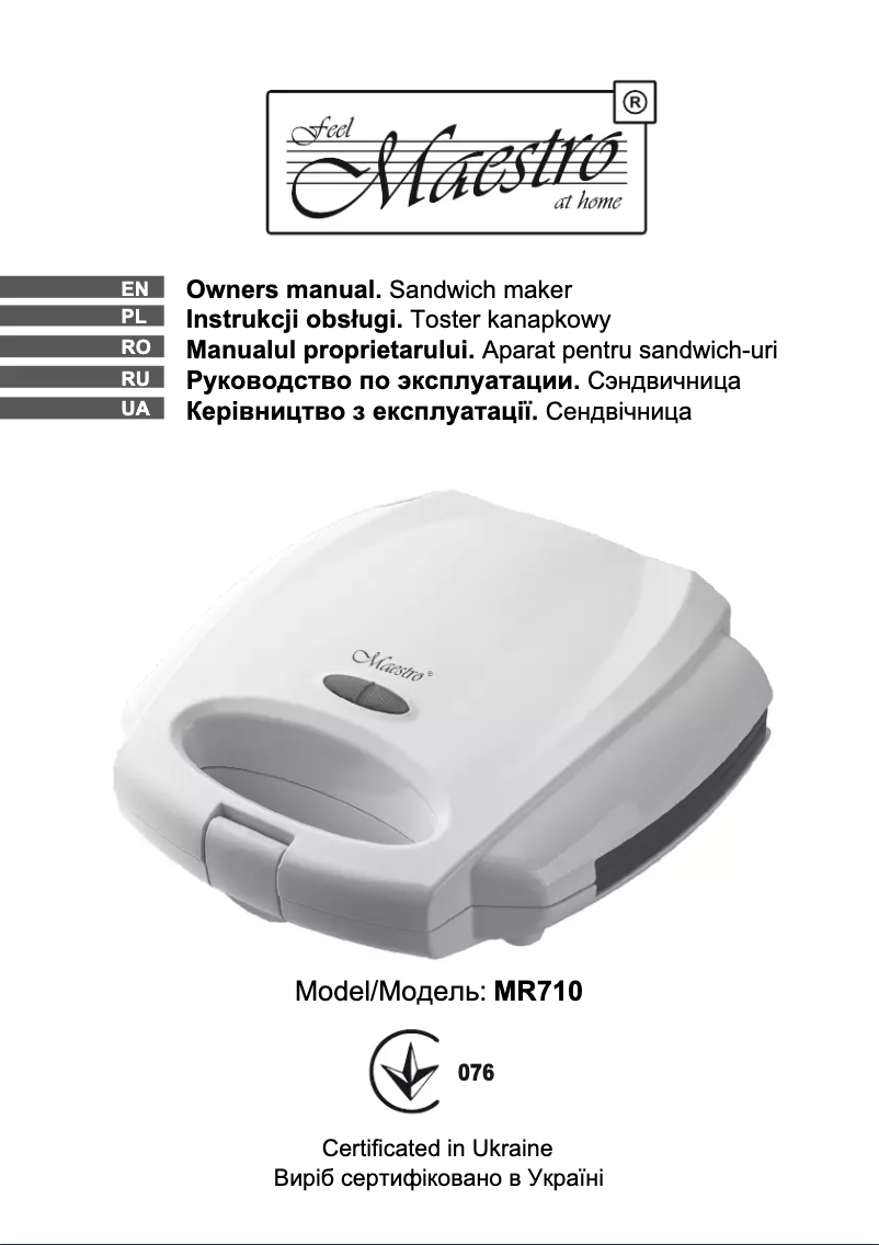 Page 1 de la notice Manuel utilisateur Maestro MR710