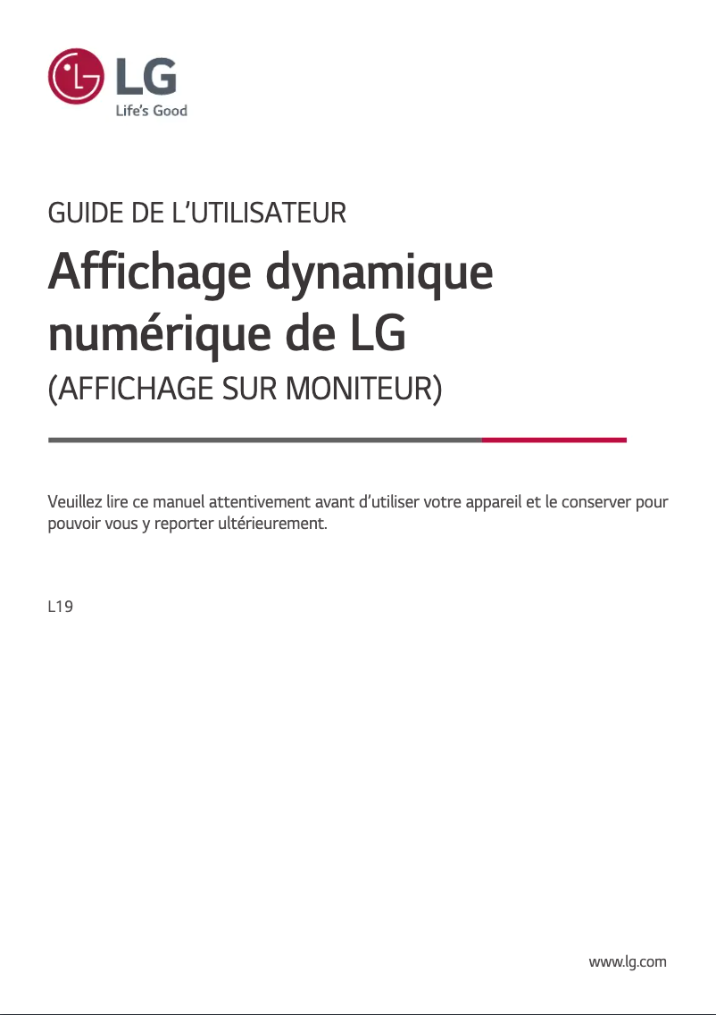 Page 1 de la notice Manuel utilisateur LG 49VL5G