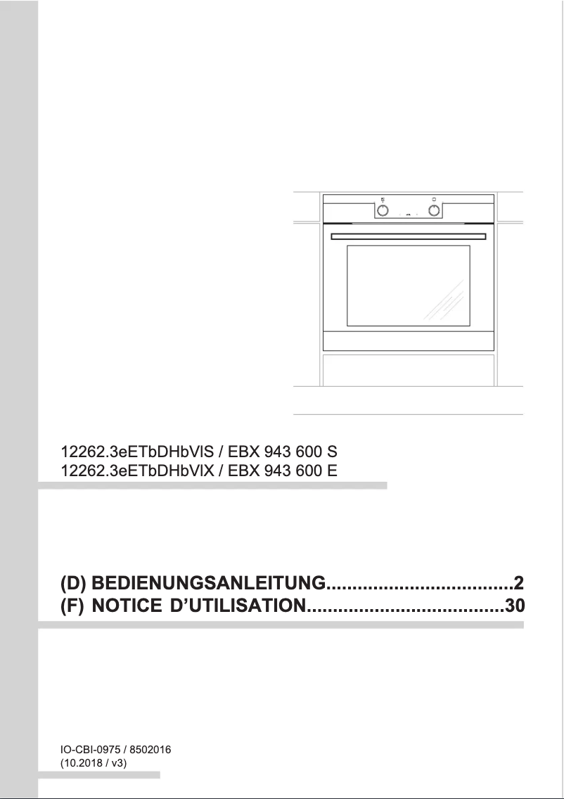 Page n°1 - Manuel utilisateur Amica EBX 943 600 E