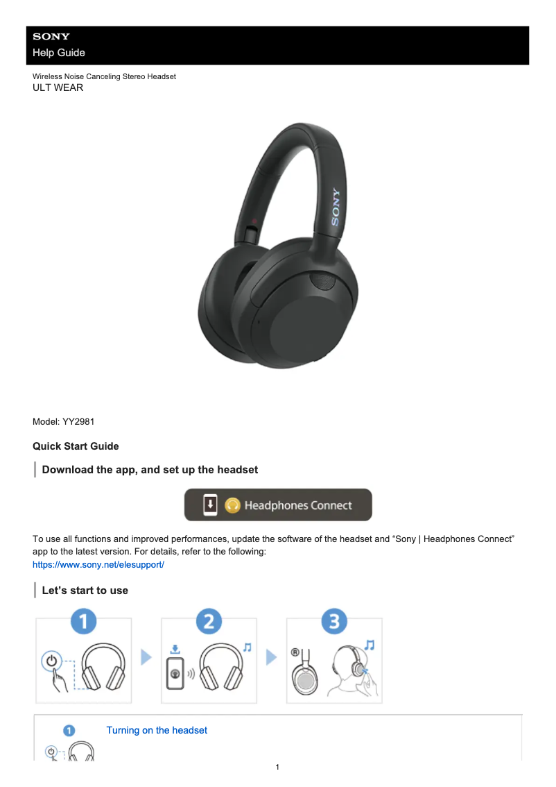 Página 1 del manual Manual de usuario Sony ULT WEAR YY2981