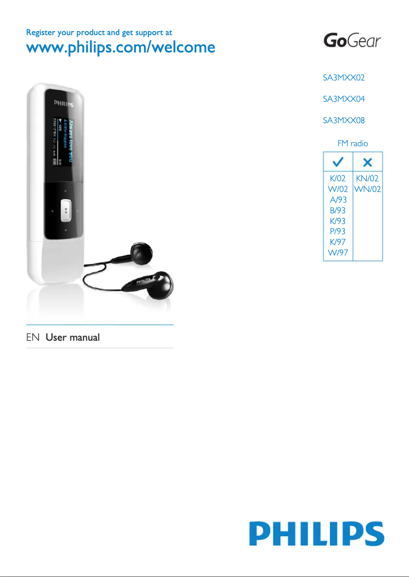 Page 1 de la notice Manuel utilisateur Philips GoGear Mix SA3MXX02A