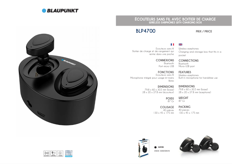 Image de la première page du manuel de l'appareil BLP4700