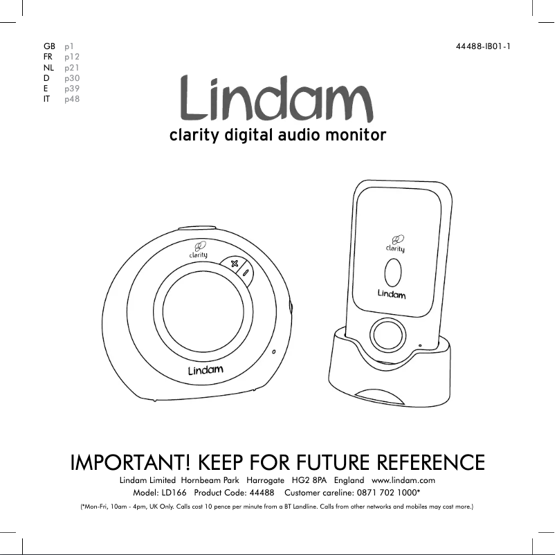 Page 1 de la notice Manuel utilisateur Lindam LD166